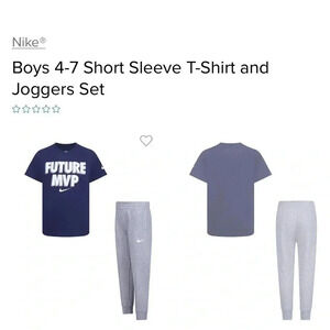 NWT NIKE BOYS 2 PC SET (BLUE) FUTURE MVP S/S T-SHIRT & GRAY JOGGERS SET SIZE 7